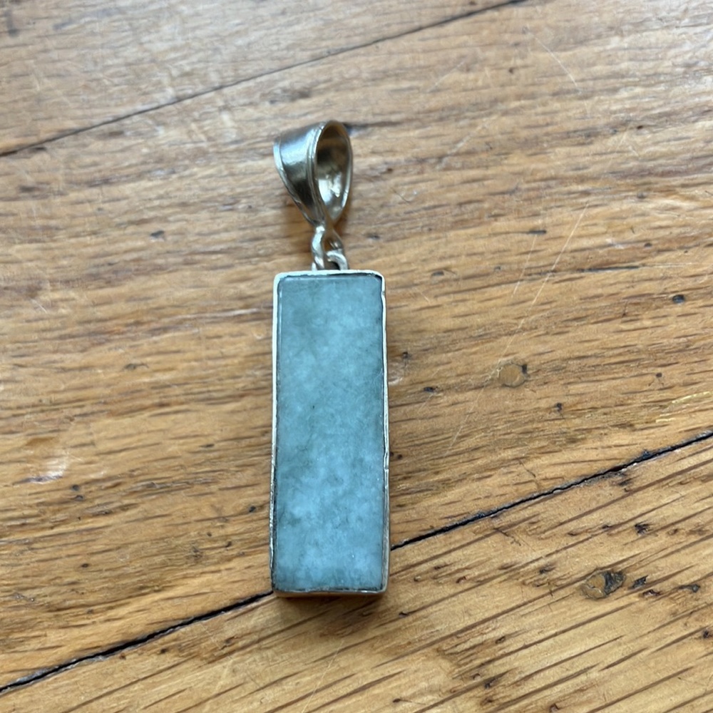 Gorgeous Vintage Pale Green Quartz and Sterling Pendant